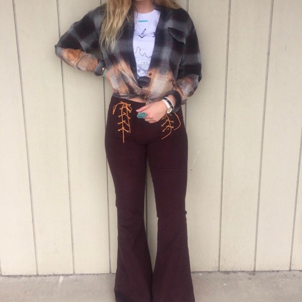 Judith March maroon bell bottom pants